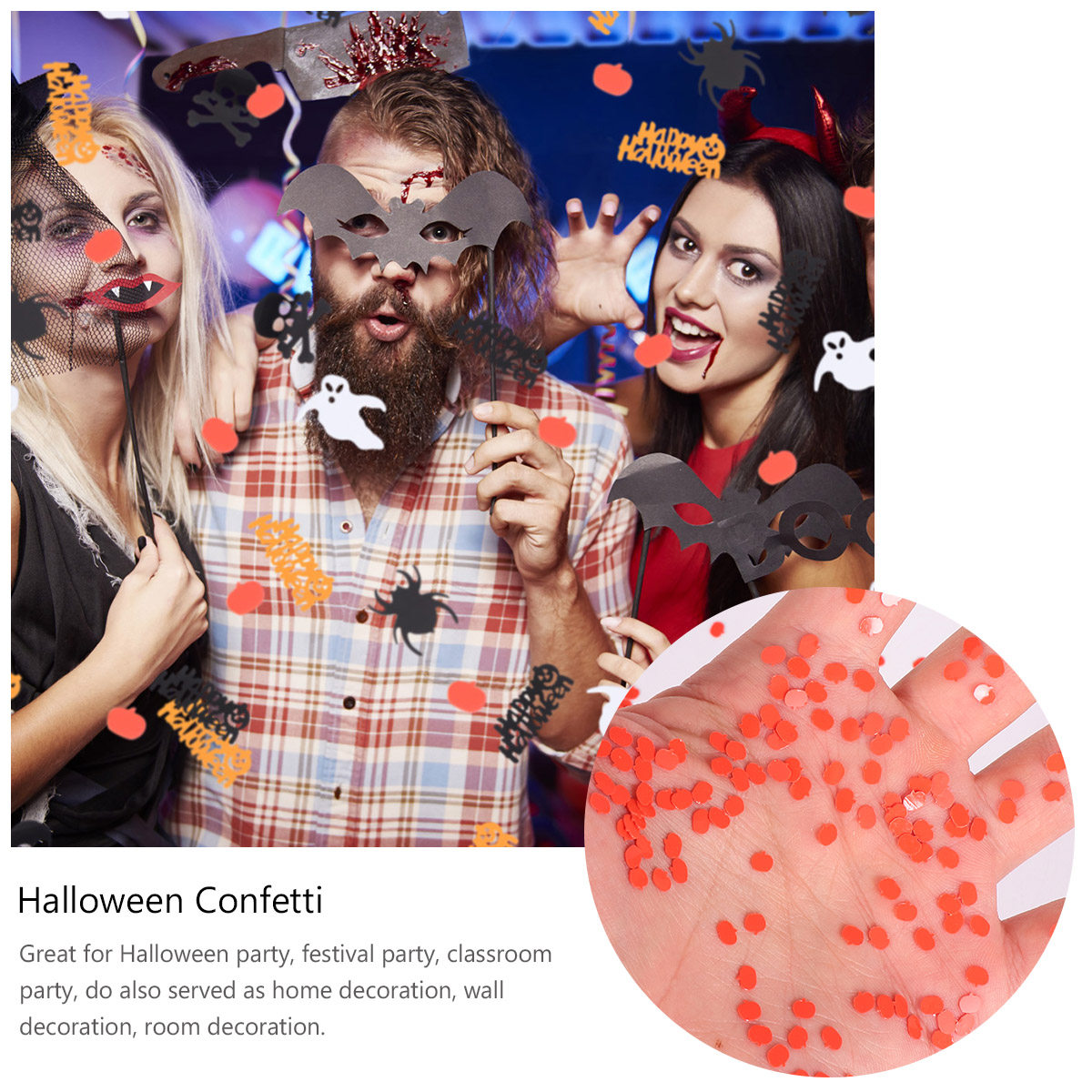 Papercraft Supply Confetti - กระดาษคอนเฟตติผสม 78 กรัม สำหรับงานปาร์ตี้ฮาโลวีน ตกแต่งโต๊ะ ลายฟักทองและหัวกะโหลก