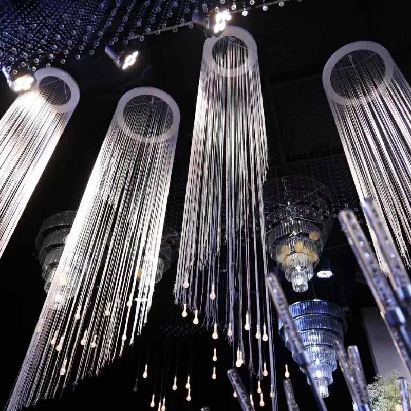 Wedding Backdrop Curtain - ม่านเส้นใยสีขาวแบบเข้ารหัส 3 ชิ้น, ฉากหลังงานแต่งงาน, ตกแต่งพื้นหลังเวที, ตกแต่งเพดาน,