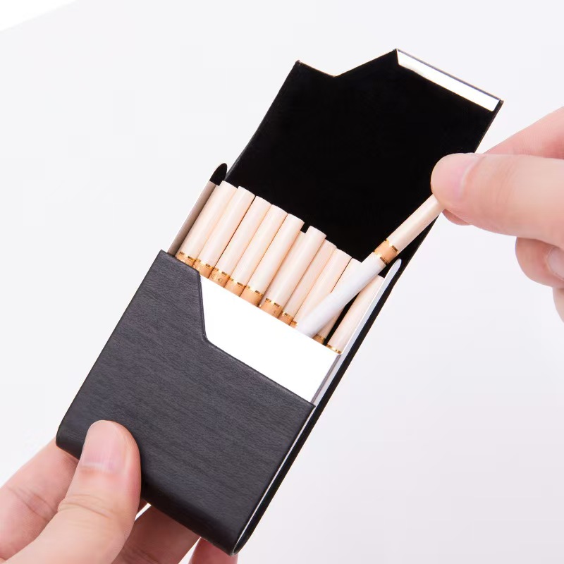 Place Card Holder - กล่องใส่บุหรี่สแตนเลส 7 ช่อง พร้อมหุ้มหนัง ใส่บัตรได้ ป้องกันความชื้น