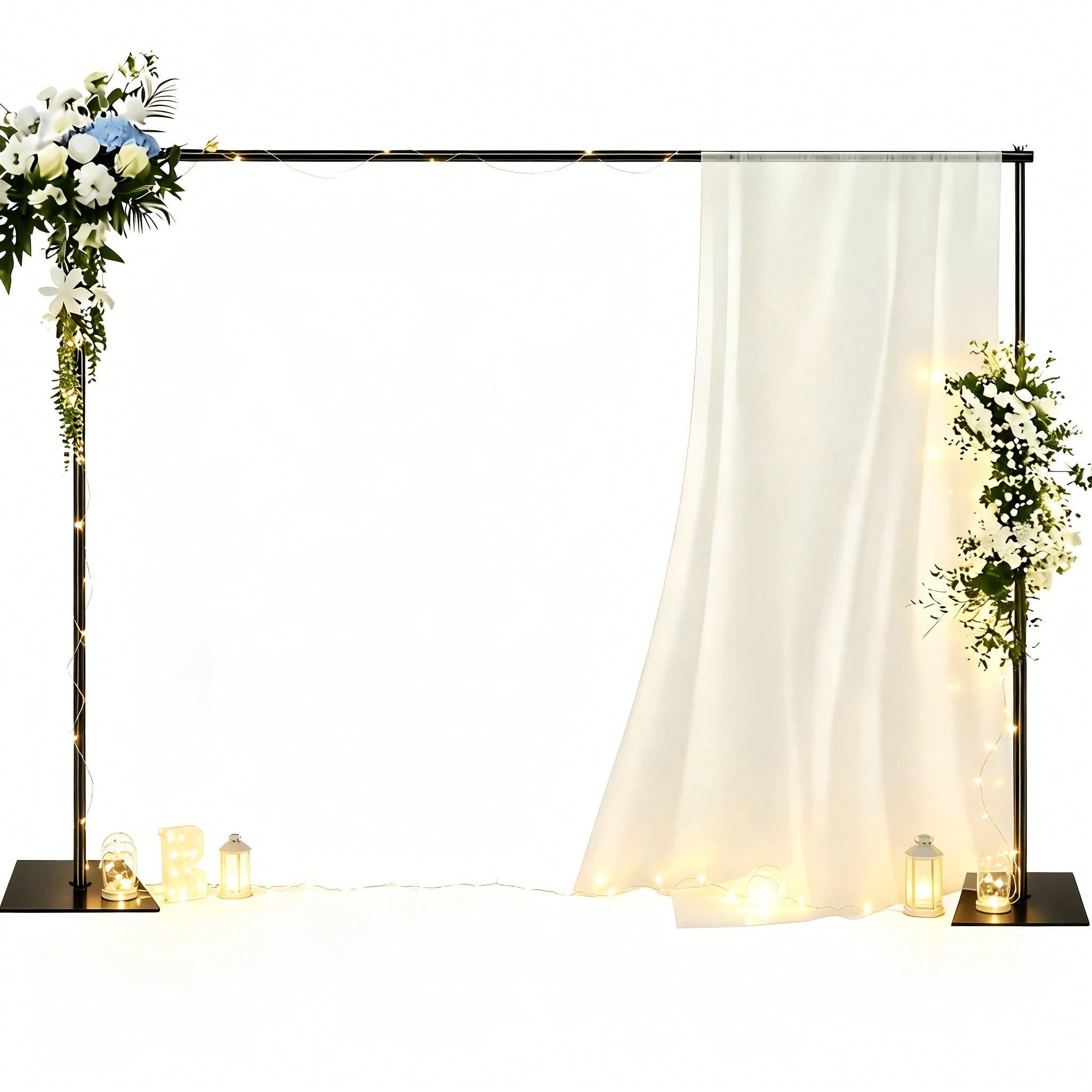 Wedding Support - ชุดขาตั้งฉากหลังแบบมืออาชีพ ขาตั้งฉากหลังทันสมัย สีดำ โครงโลหะแข็งแรง ขนาด 6.5x10