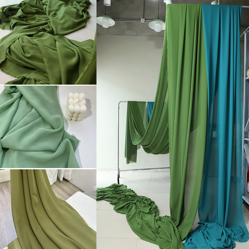 Wedding Backdrop Curtain - ผ้าชีฟองสีเขียวอะโวคาโดมะกอกสำหรับเจ้าสาว, ผ้าจอร์เจียตกแต่งงานปาร์ตี้งานแต่งงานงาน DIY ทำด้วยมือวัสดุชุดผ้าม่าน