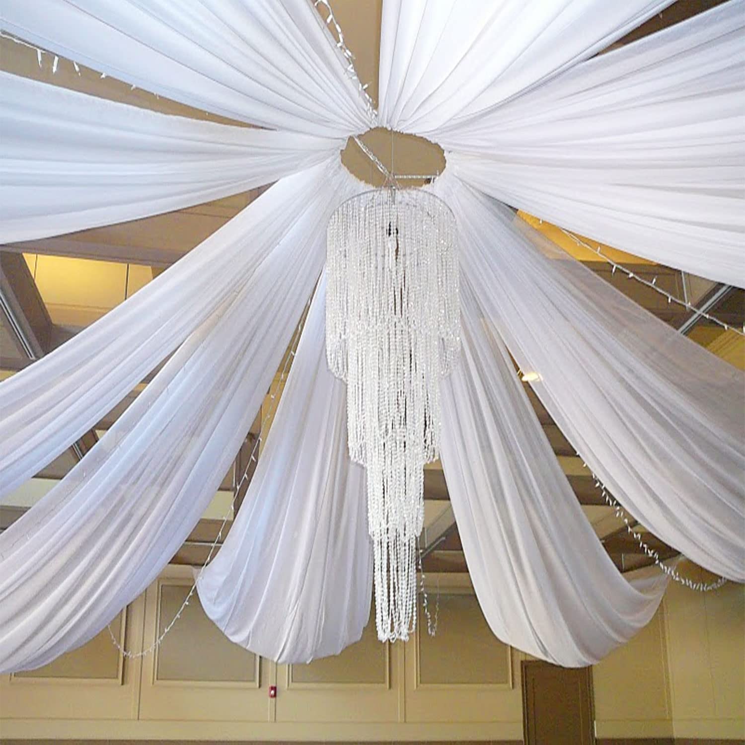 Wedding Backdrop Curtain - จัดงานแต่งงานเพดานผ้าม่านตกแต่งหลังคา SHEER ชีฟองผ้าม่าน Tulle Draping ฉากหลัง