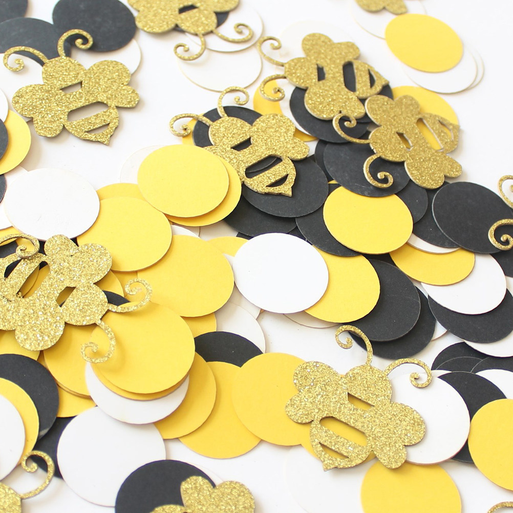 Papercraft Supply Confetti - ชุดกระดาษลายการ์ตูนรูปผึ้ง 1 ชุด สำหรับตกแต่งงานแต่งงาน งานปาร์ตี้ งานครบรอบ