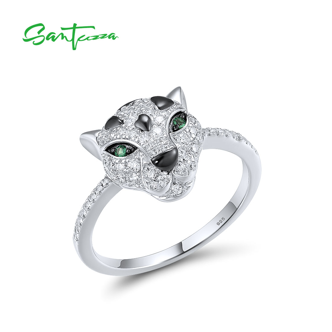 Wedding Z - SANTUZZA แท้925แหวนเงินผู้หญิงประกายสีเขียวประดับ White Cubic Zirconia เสือดาวที่ไม่ซ้ำกันแฟชั่นเครื่องประดับ