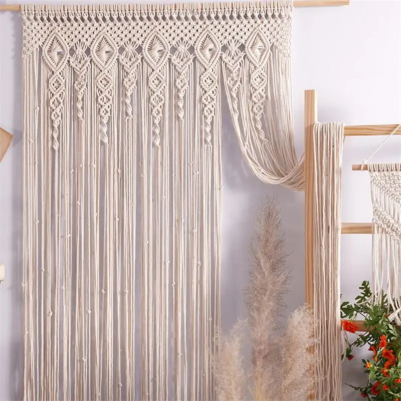 ม่านแขวนผ้าม่านติดผนังผ้าถักด้ - Wedding Backdrop Curtain บทวิจารณ์และราคา