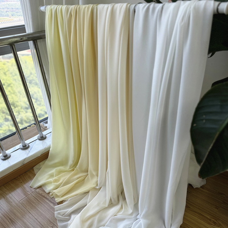 สีขาวสีเหลืองผ้าชีฟองเจ้าสาวงา - Wedding Backdrop Curtain บทวิจารณ์และราคา