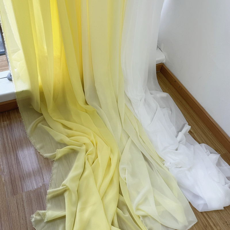 สีขาวสีเหลืองผ้าชีฟองเจ้าสาวงา - Wedding Backdrop Curtain บทวิจารณ์และราคา