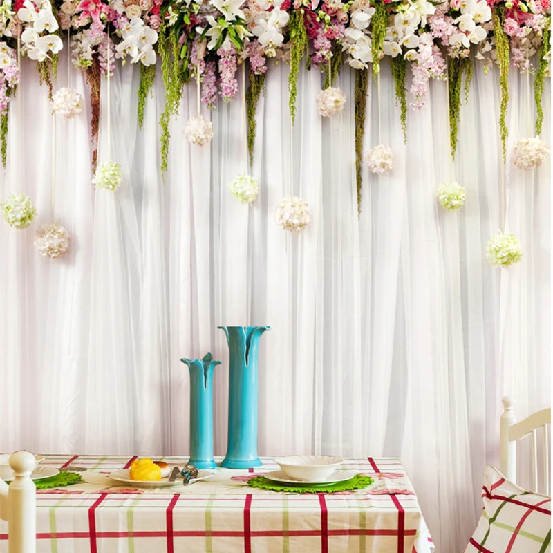 ผนังที่กําหนดเองผ้าแฟชั่นดอกไม - Wedding Backdrop Curtain บทวิจารณ์และราคา