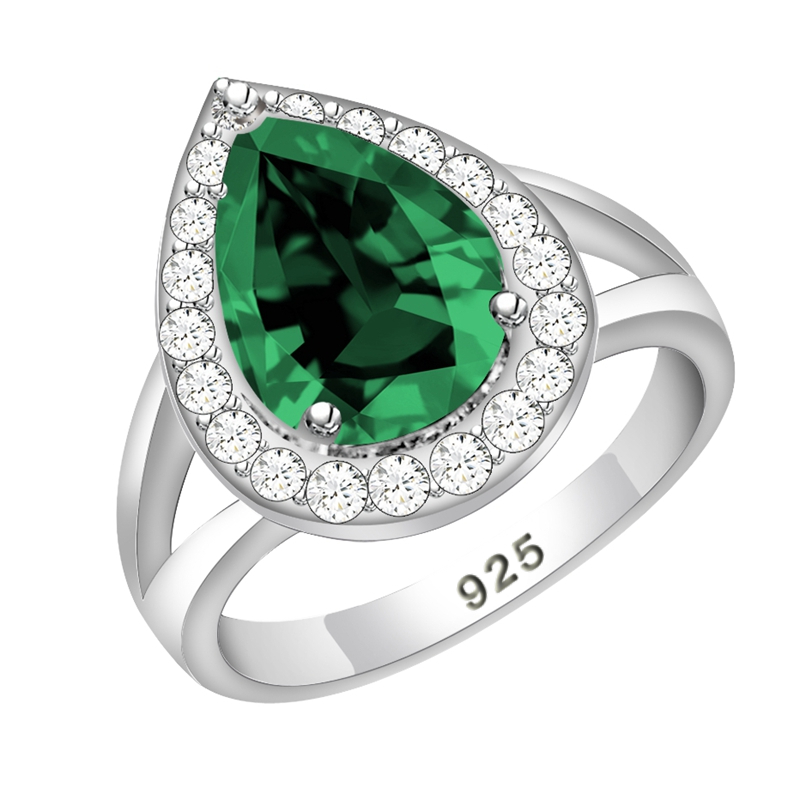 Water Drop 925แหวนเงินCubic Zi - Wedding Z บทวิจารณ์และราคา
