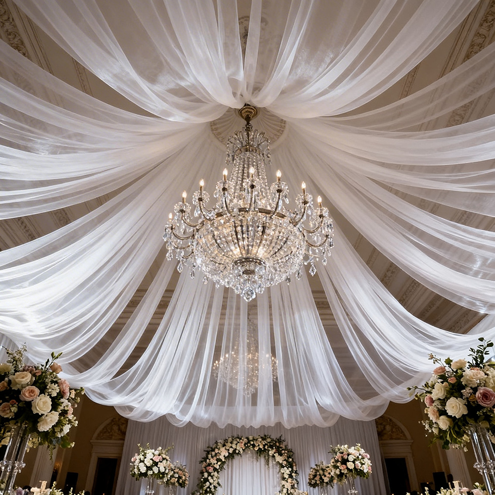 ผ้าม่านโปร่งแสงแบบยาวพิเศษ ผ้า - Wedding Backdrop Curtain บทวิจารณ์และราคา