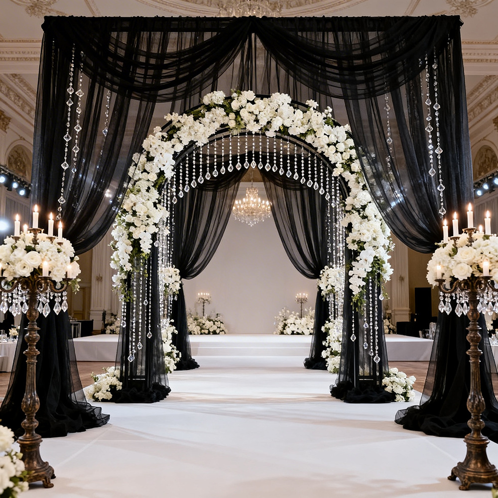 ผ้าม่านโปร่งแสงแบบยาวพิเศษ ผ้า - Wedding Backdrop Curtain บทวิจารณ์และราคา