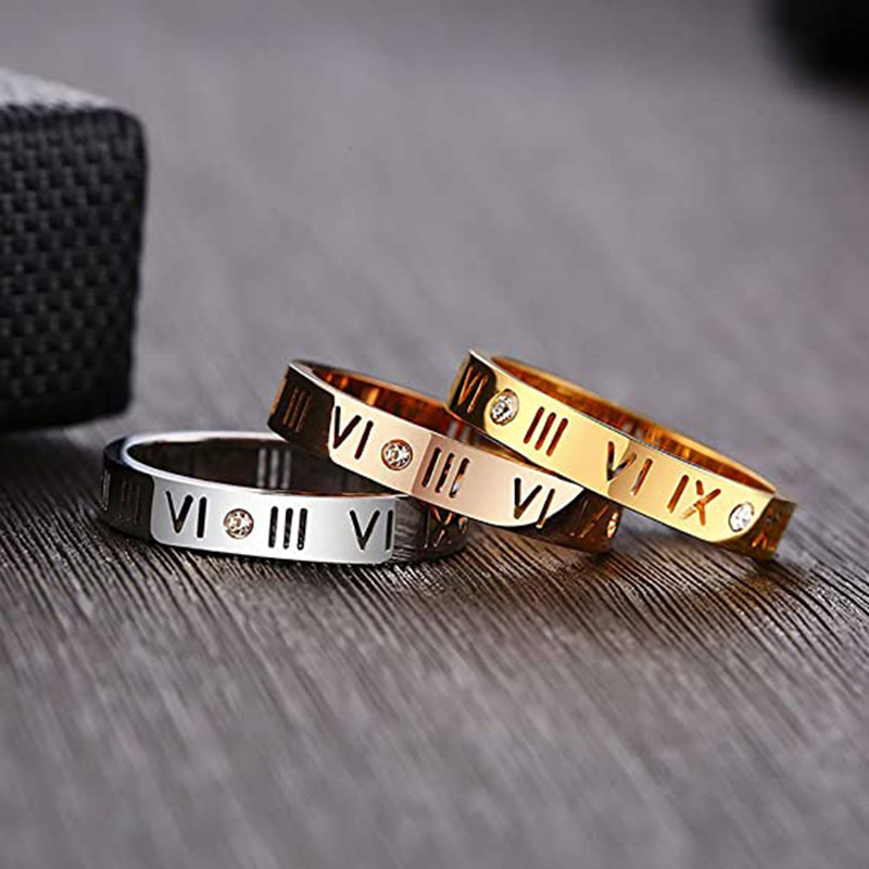แหวนตัวเลขโรมันกลวงสแตนเลสแหวน - Wedding Z บทวิจารณ์และราคา